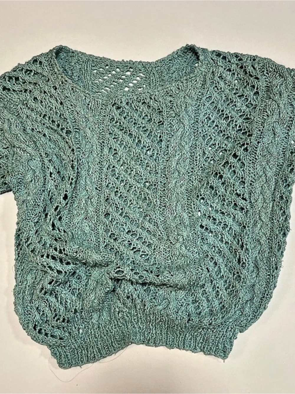 Sage Green Open Knit Sweater- Vintage
